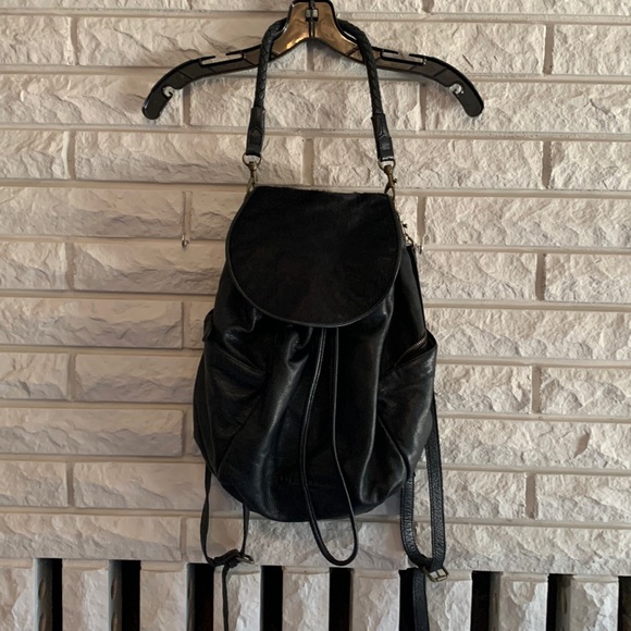 Liebeskind Handbags - Liebeskind leather and cow hair drawstring backpack purse.